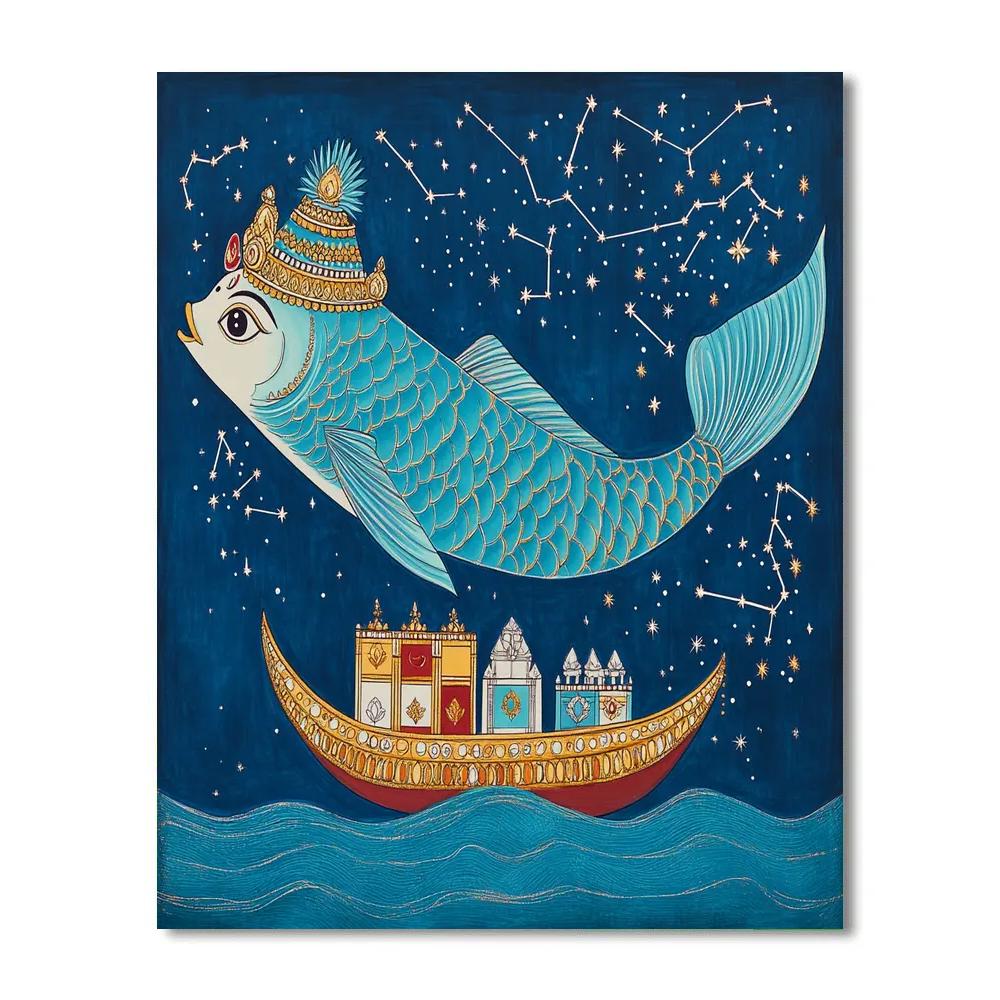 Matsya Guiding The Ark Of Constellations Paint by numbers kits