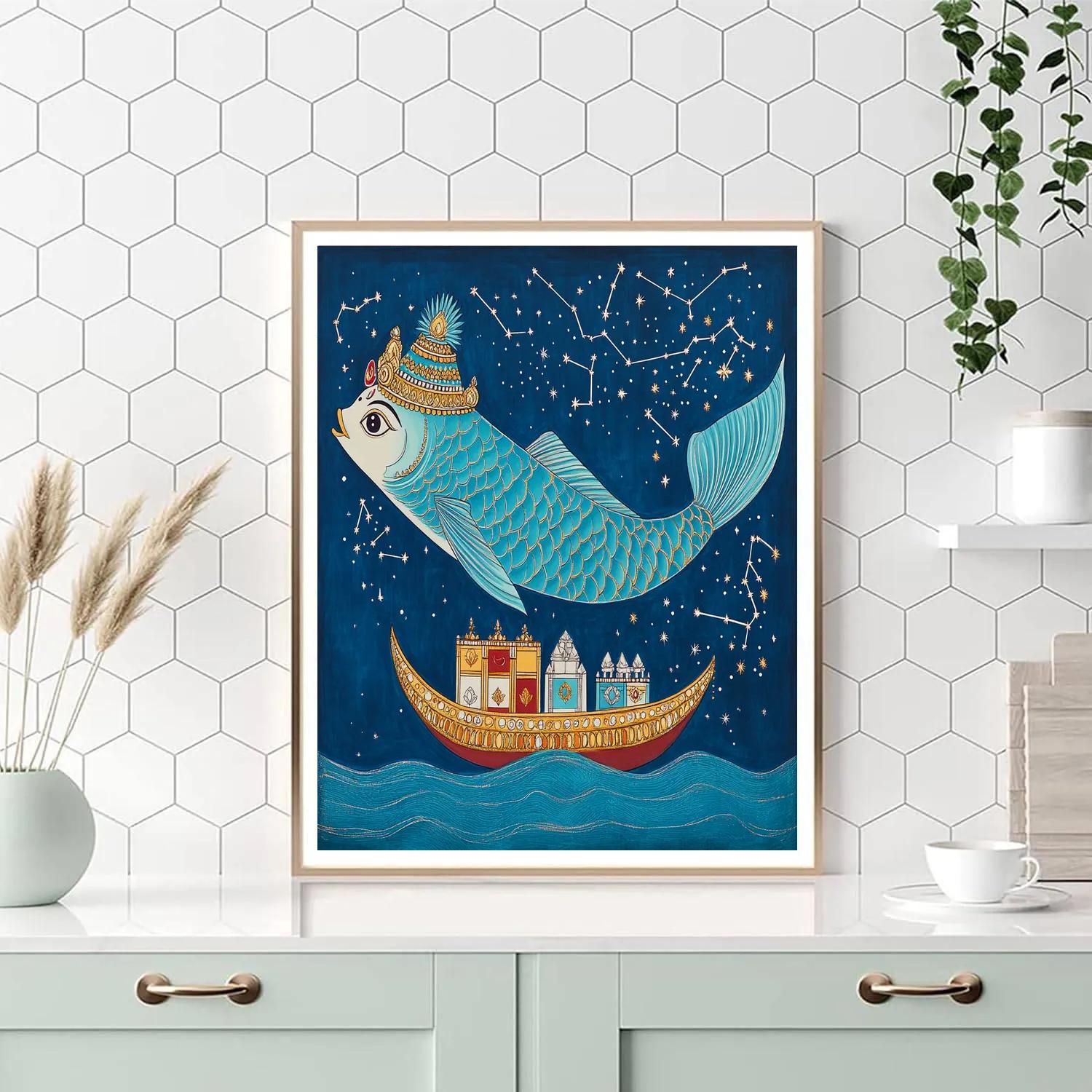 Matsya Guiding The Ark Of Constellations Paint by numbers kits