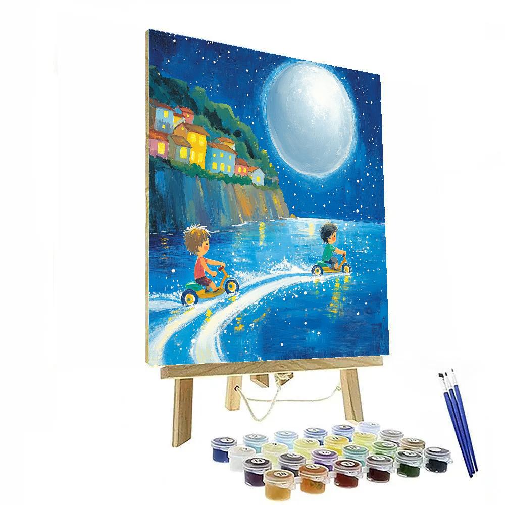 Luca And Alberto Moonlit Sea Scooter Race painting number kit