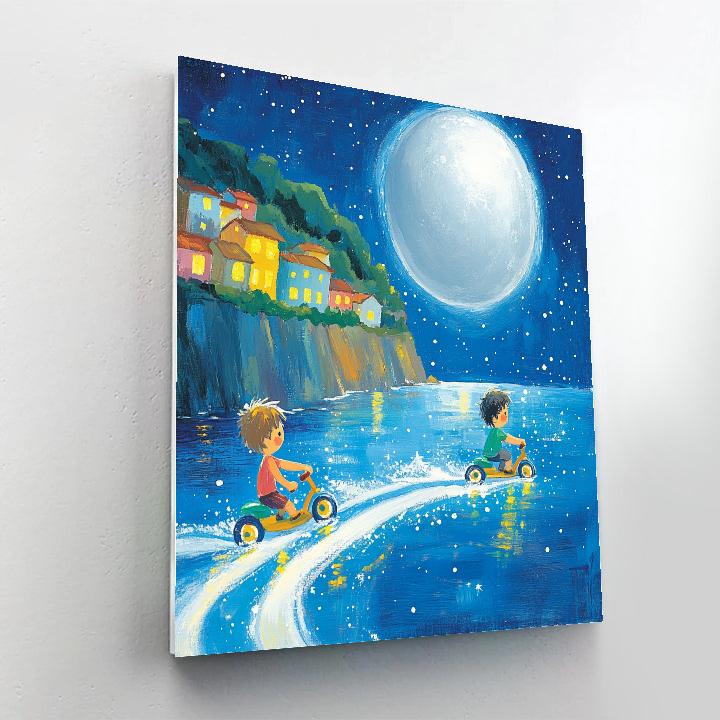 Luca And Alberto Moonlit Sea Scooter Race painting number kit