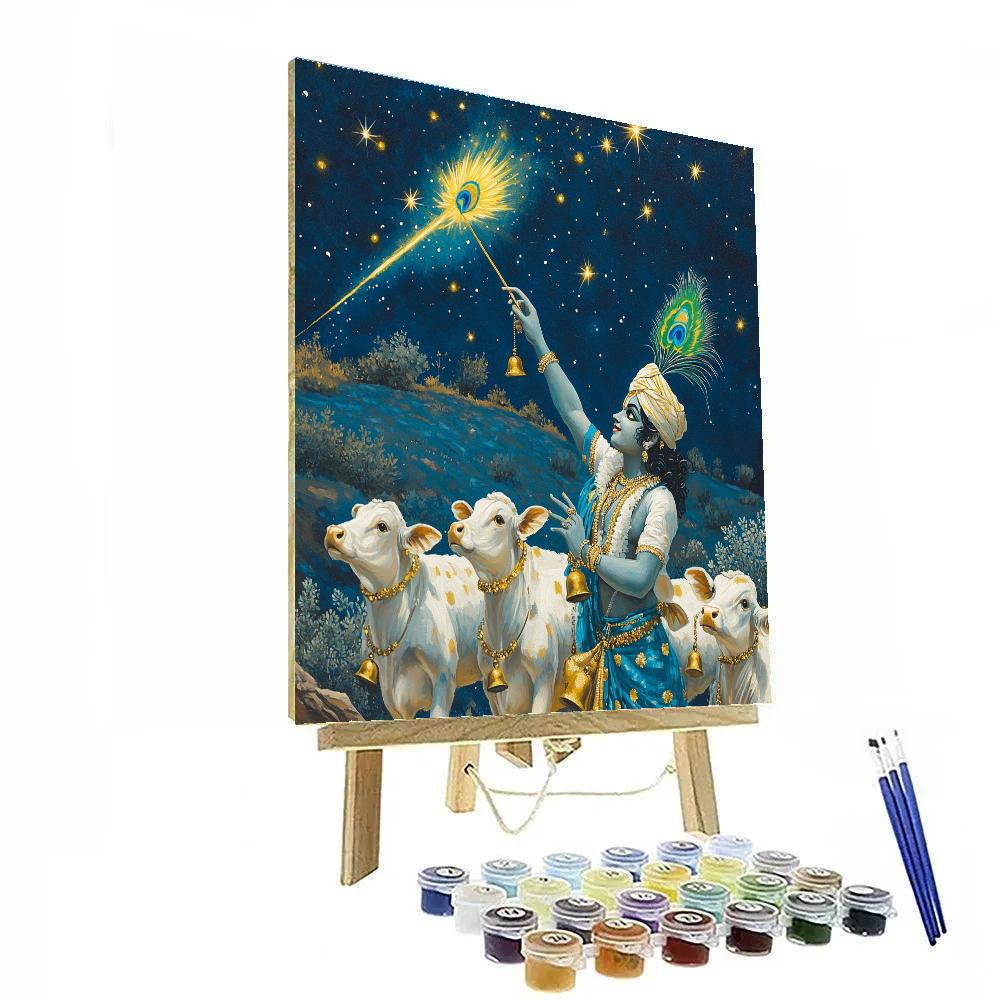 Krishna Guiding A Meteor Shower Herd paint by number