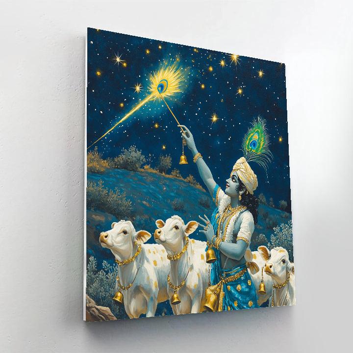 Krishna Guiding A Meteor Shower Herd paint by number