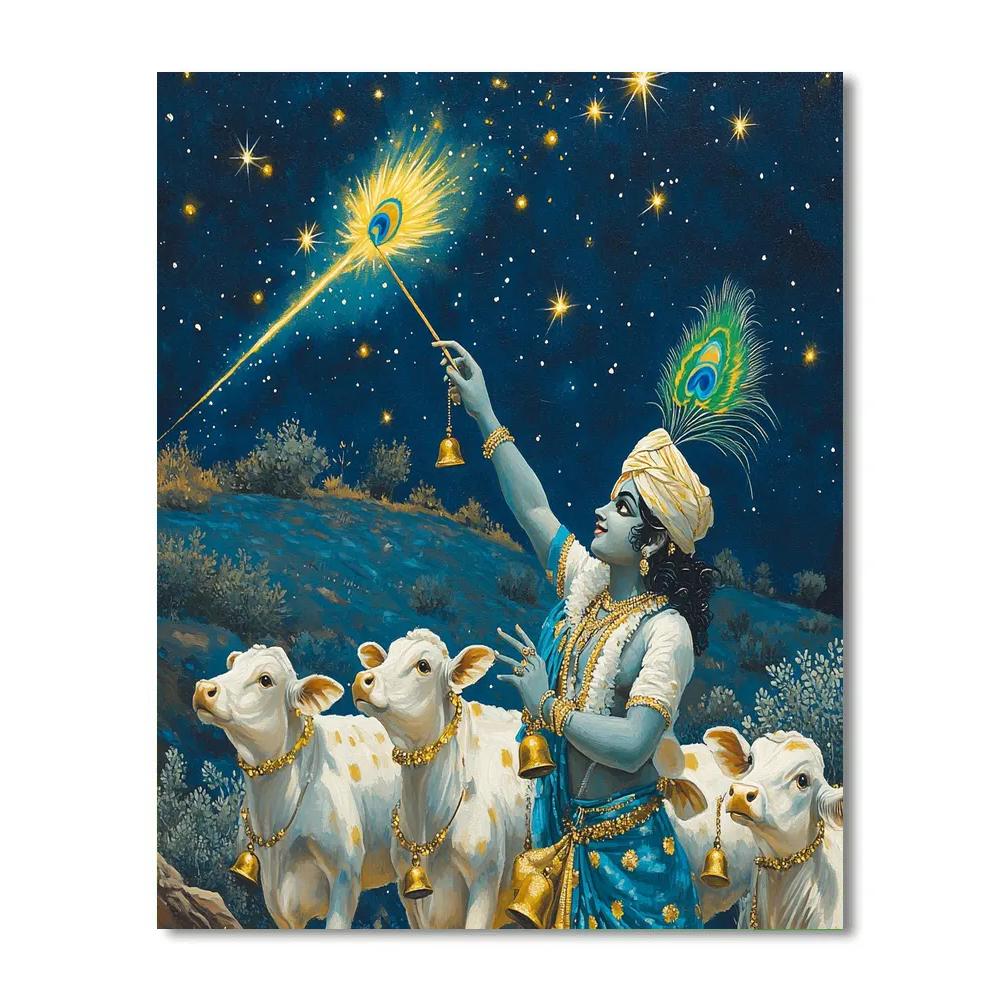 Krishna Guiding A Meteor Shower Herd paint by number