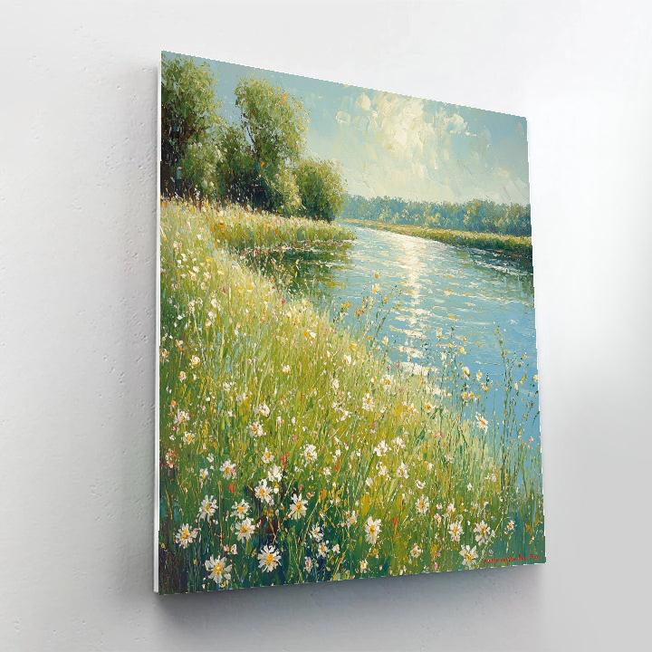 Claude Monet Inspired Riverbank In Summer Breeze paint by color