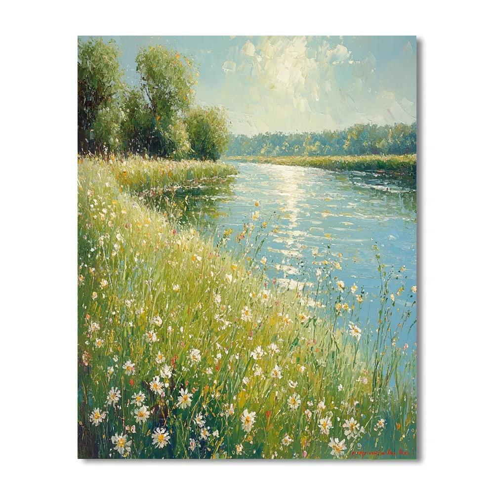 Claude Monet Inspired Riverbank In Summer Breeze paint by color