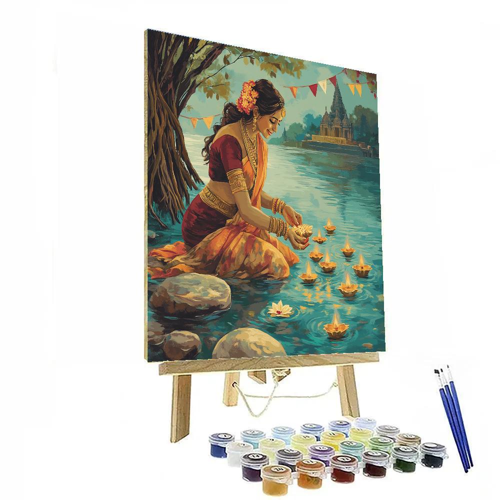 Riverbank Offering, Parvati Edition Paint by numbers art