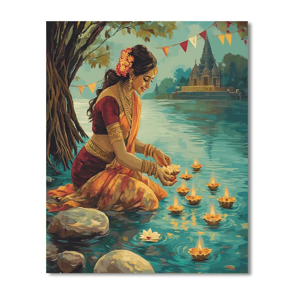Riverbank Offering, Parvati Edition Paint by numbers art