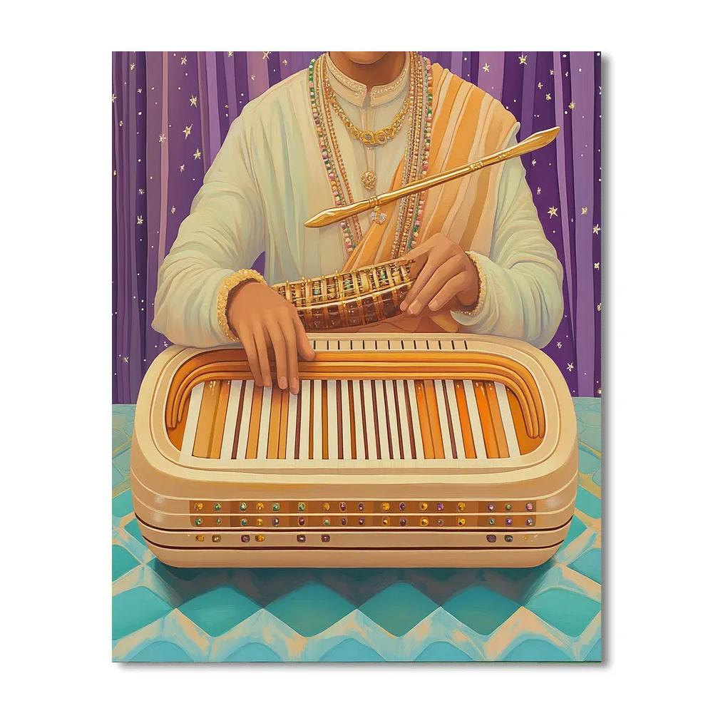 Krishna And The Saturn Ring Harmonium DIY paint by numbers