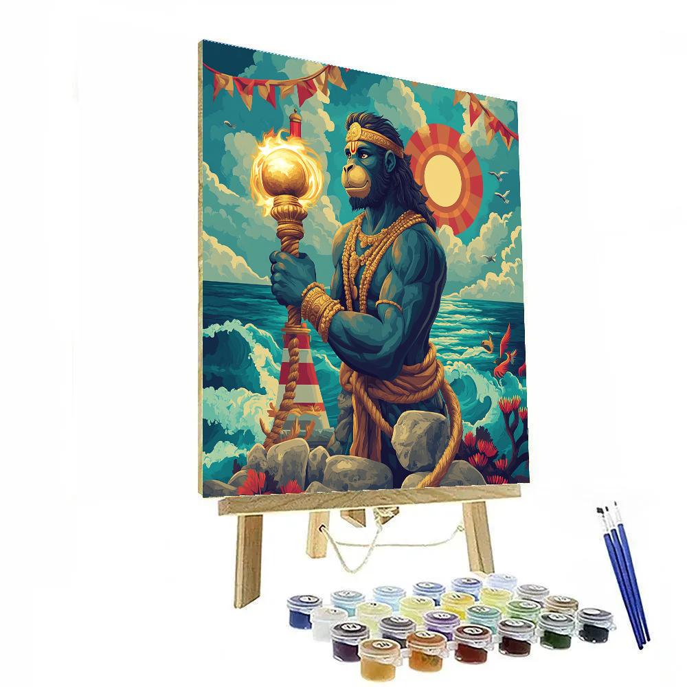 Hanuman Lighthouse Guardian At Dawn Paint by numbers kits