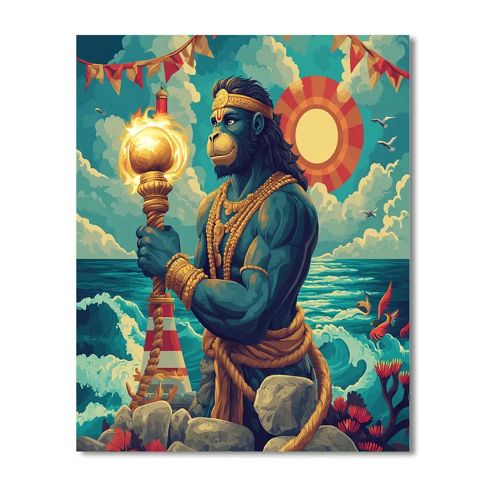 Hanuman Lighthouse Guardian At Dawn Paint by numbers kits
