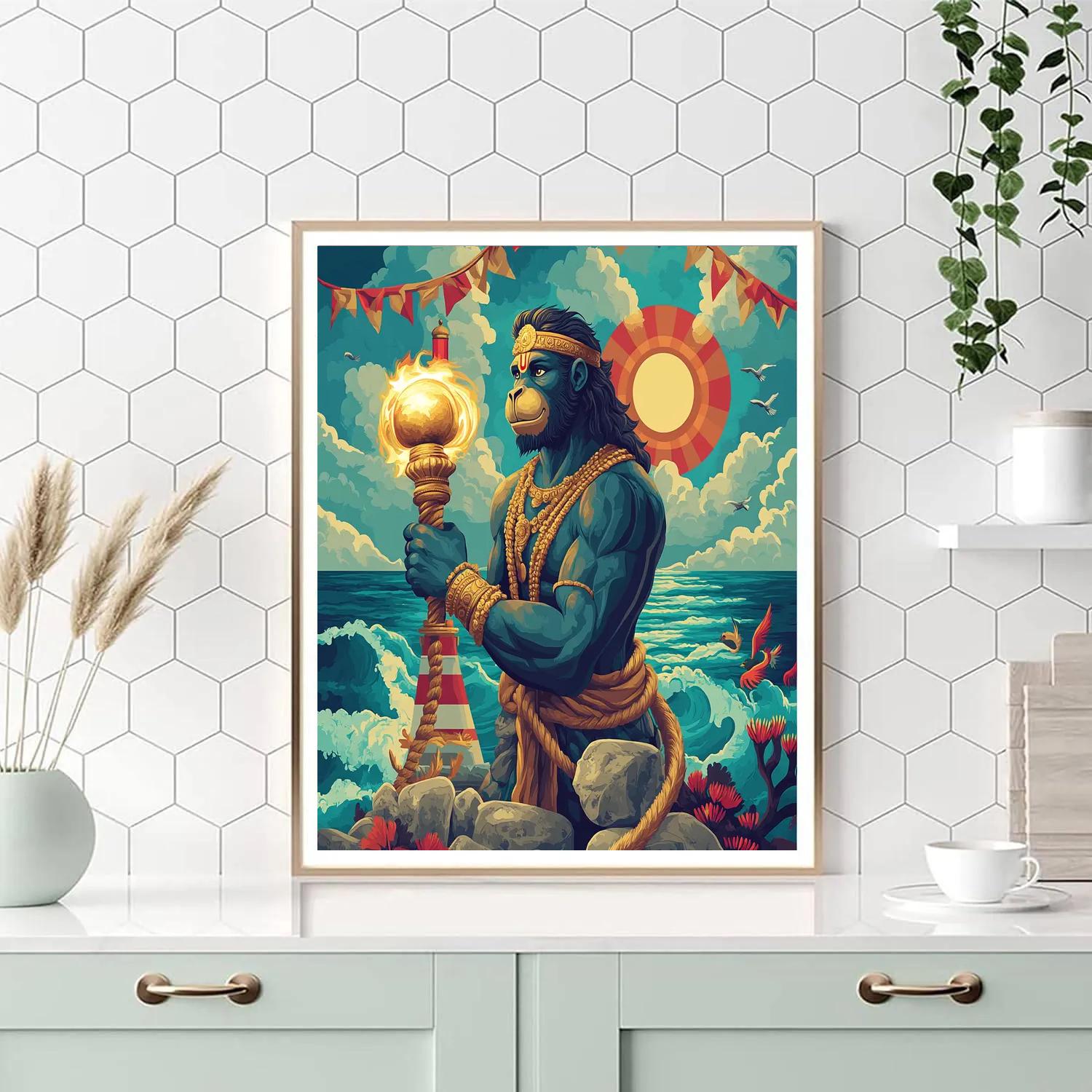 Hanuman Lighthouse Guardian At Dawn Paint by numbers kits