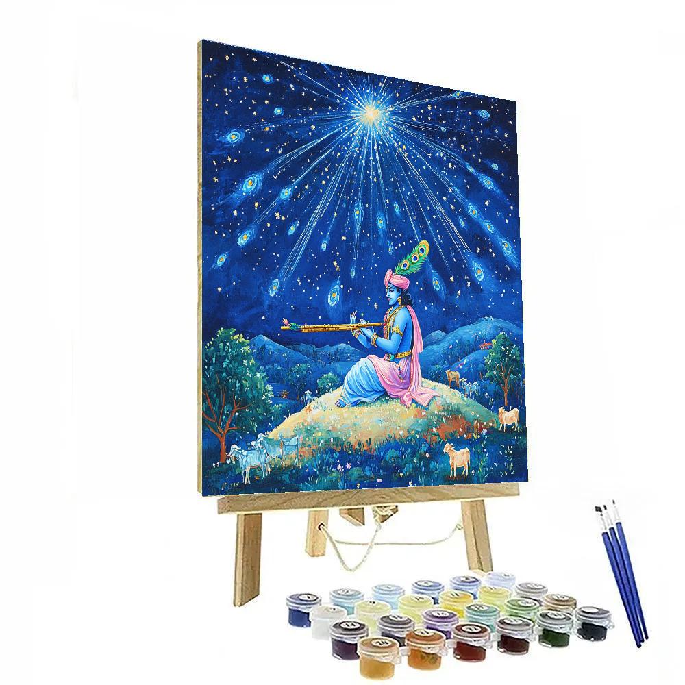 Krishna Flute Echoes In A Meteor Shower paint by number