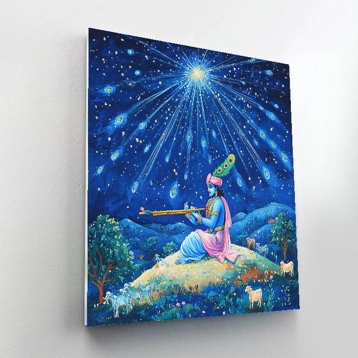 Krishna Flute Echoes In A Meteor Shower paint by number