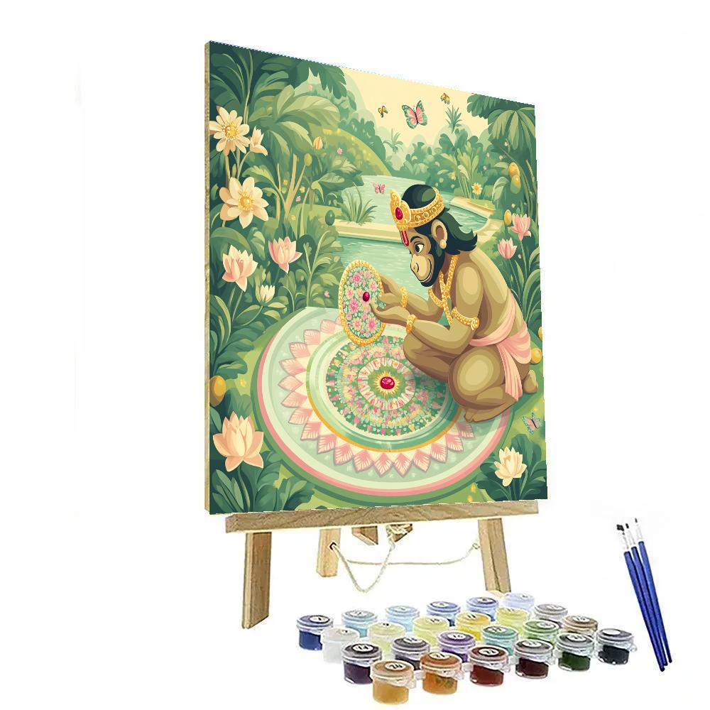 Garden Puzzle With Hanuman In Bloom Numbered painting kits