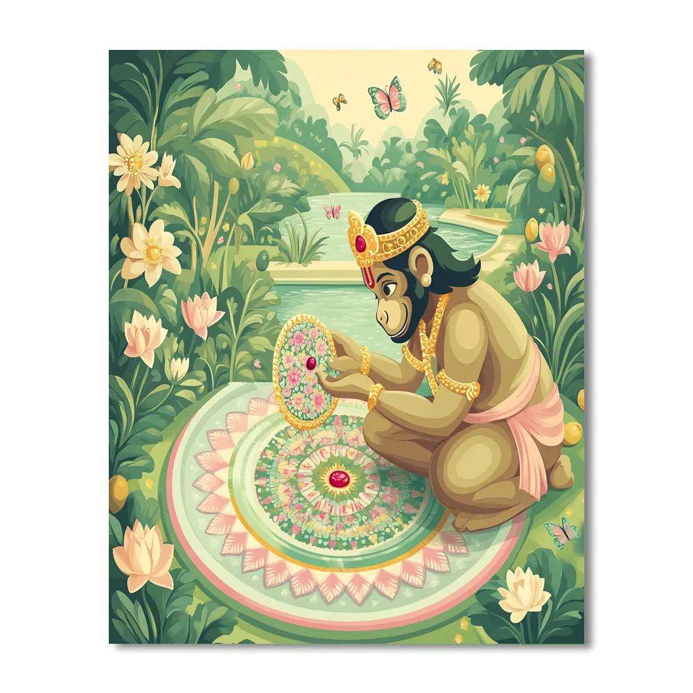 Garden Puzzle With Hanuman In Bloom Numbered painting kits