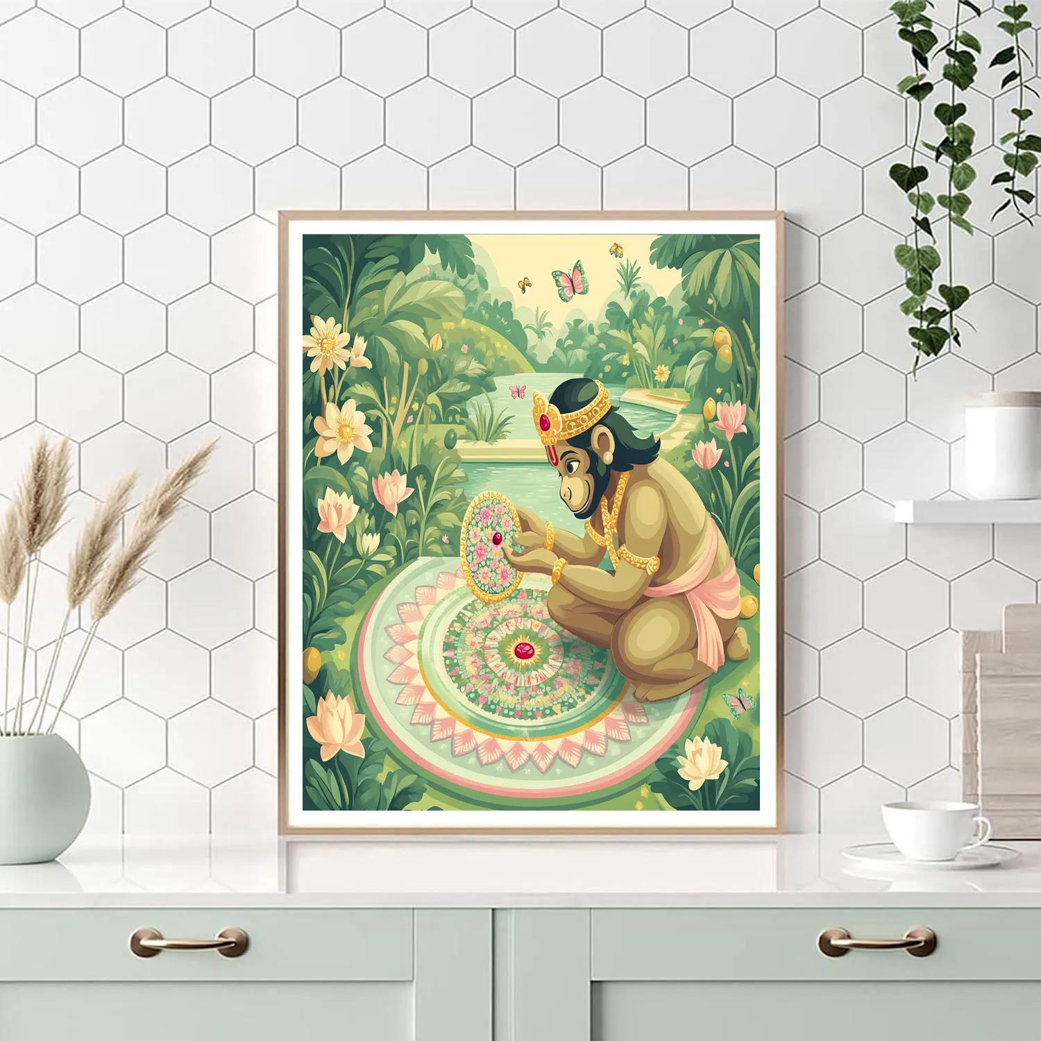 Garden Puzzle With Hanuman In Bloom Numbered painting kits