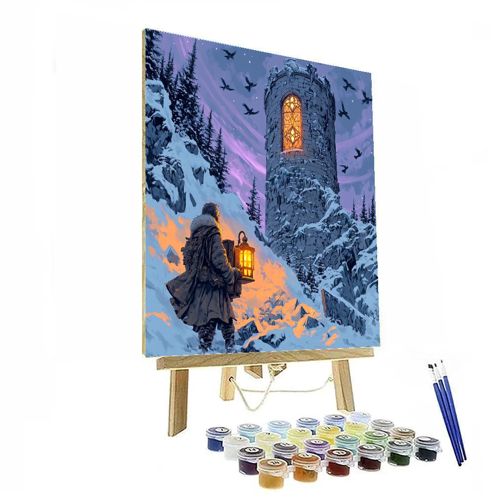 Winter Library Ruins With Castle Heartlight Paint by numbers art