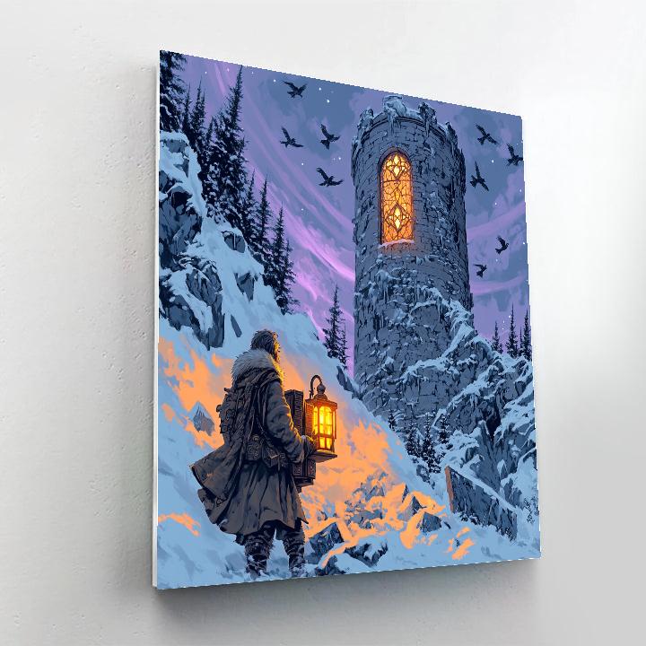 Winter Library Ruins With Castle Heartlight Paint by numbers art