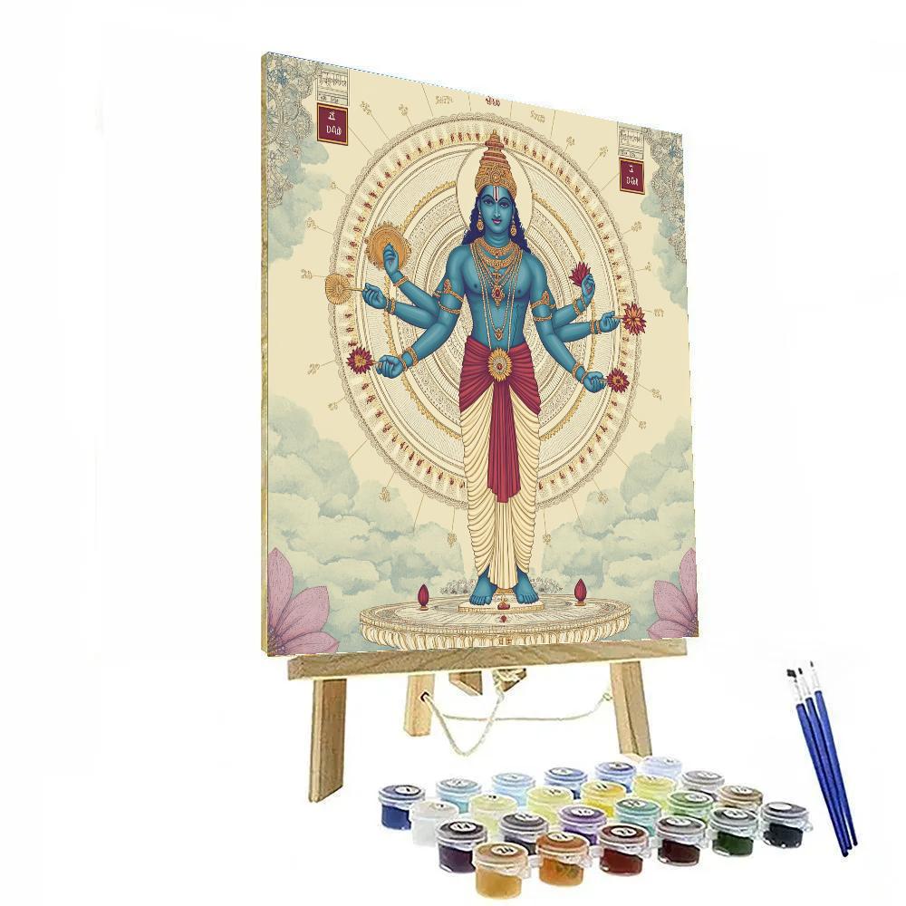 Vishnu Holding The Four Directions Compass Number painting