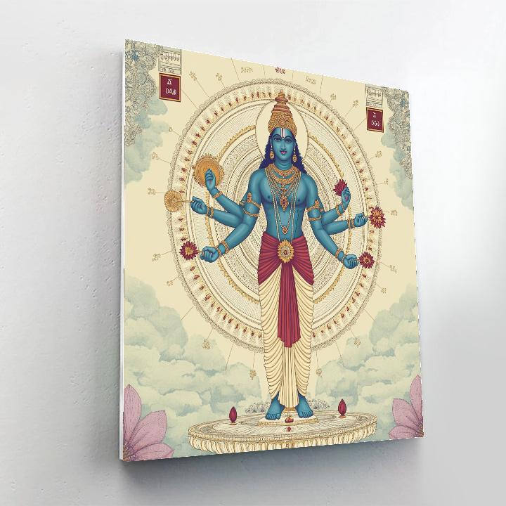 Vishnu Holding The Four Directions Compass Number painting