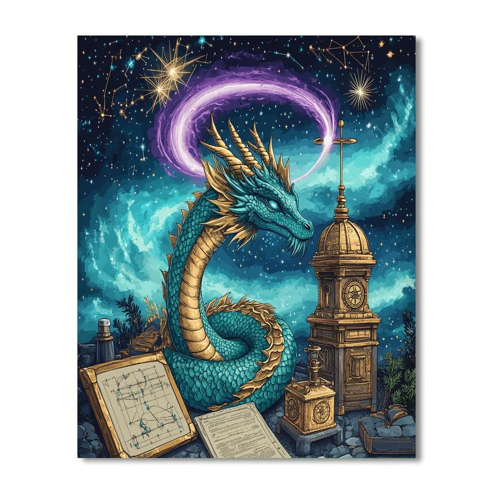 Dragon With Clockwork Comet Halo DIY paint by numbers