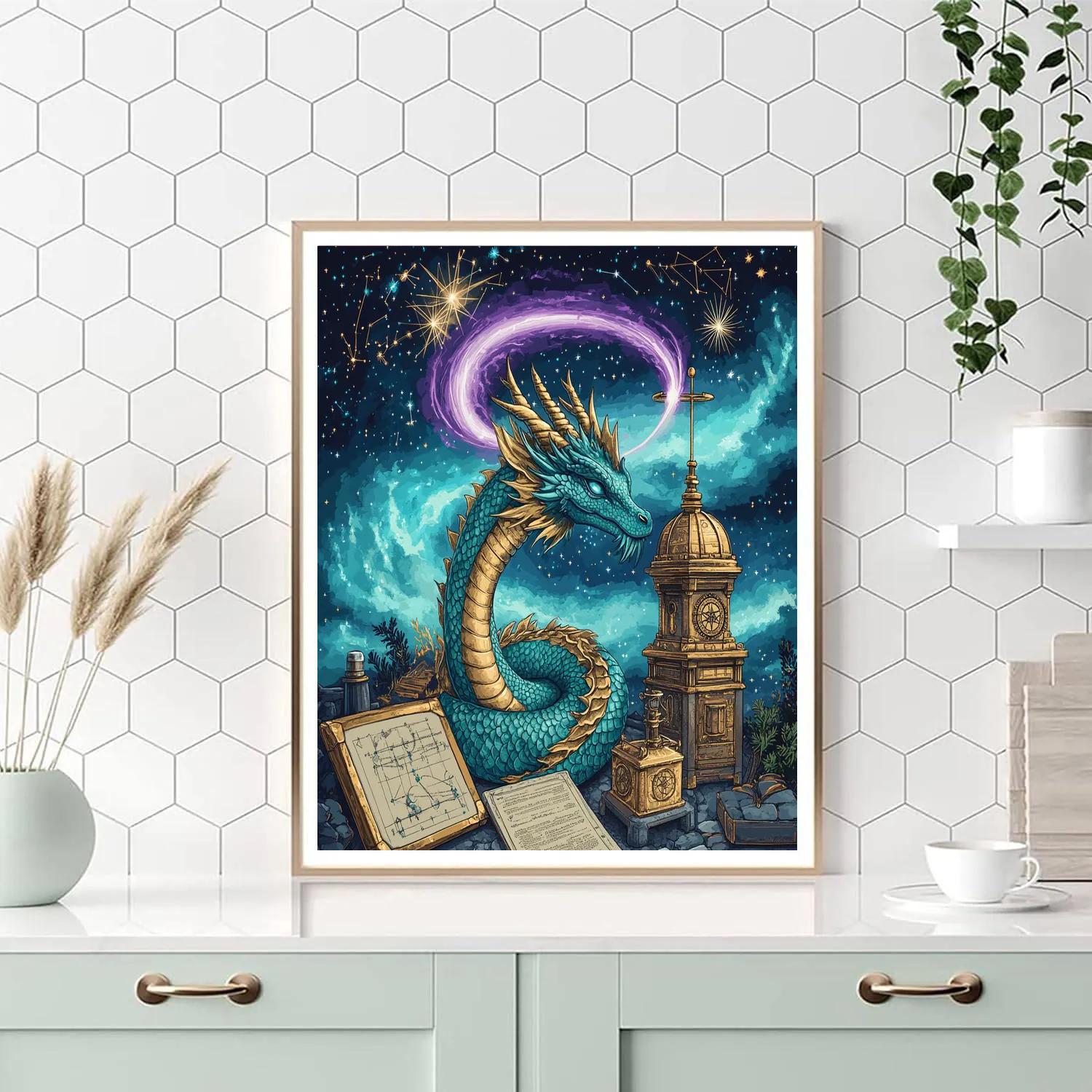 Dragon With Clockwork Comet Halo DIY paint by numbers