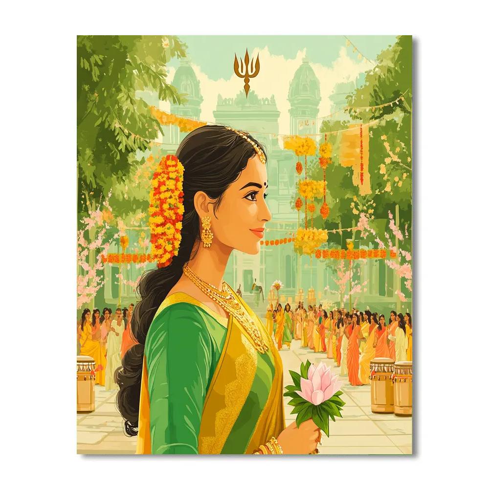 Parvati In Spring Blossom Procession paint by color
