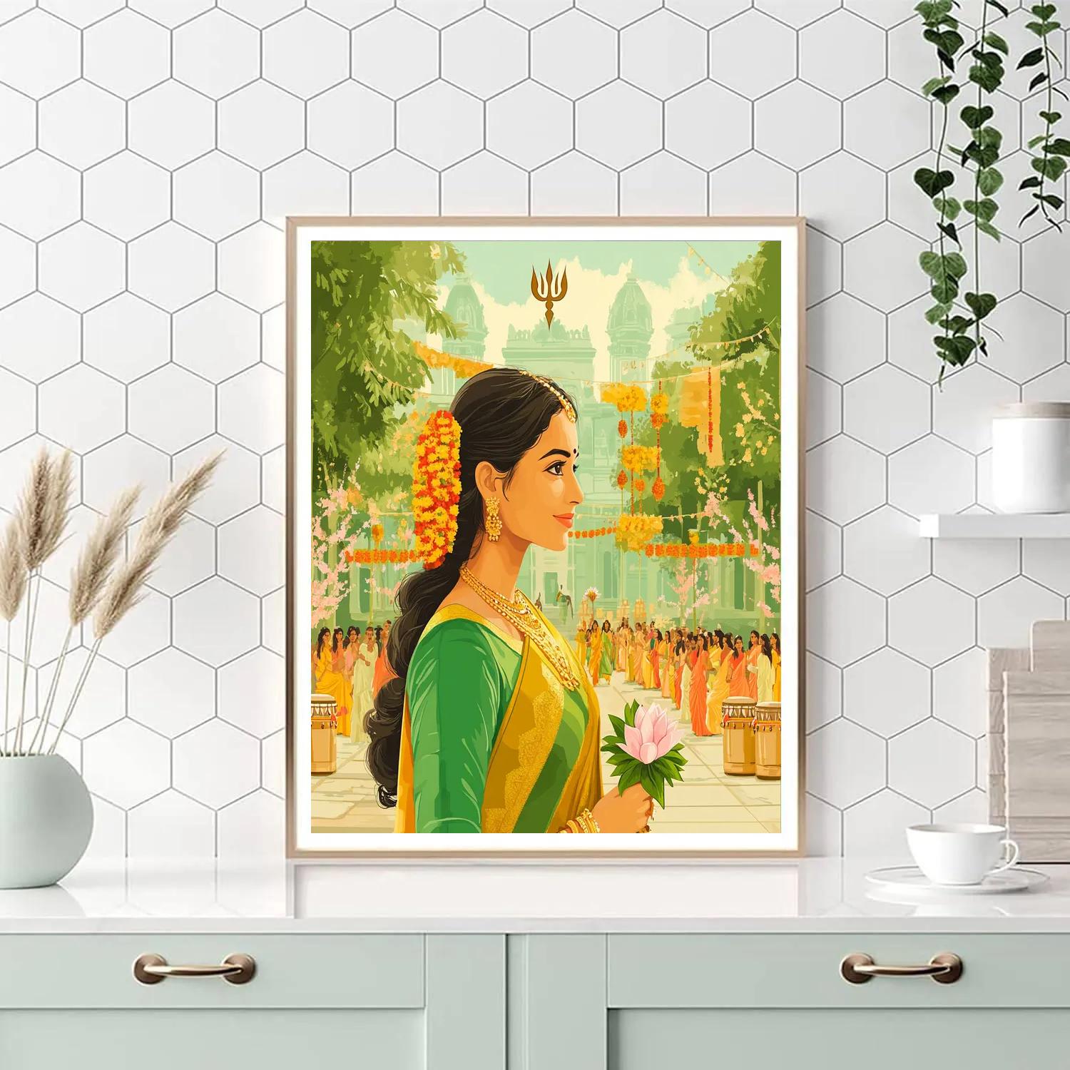 Parvati In Spring Blossom Procession paint by color