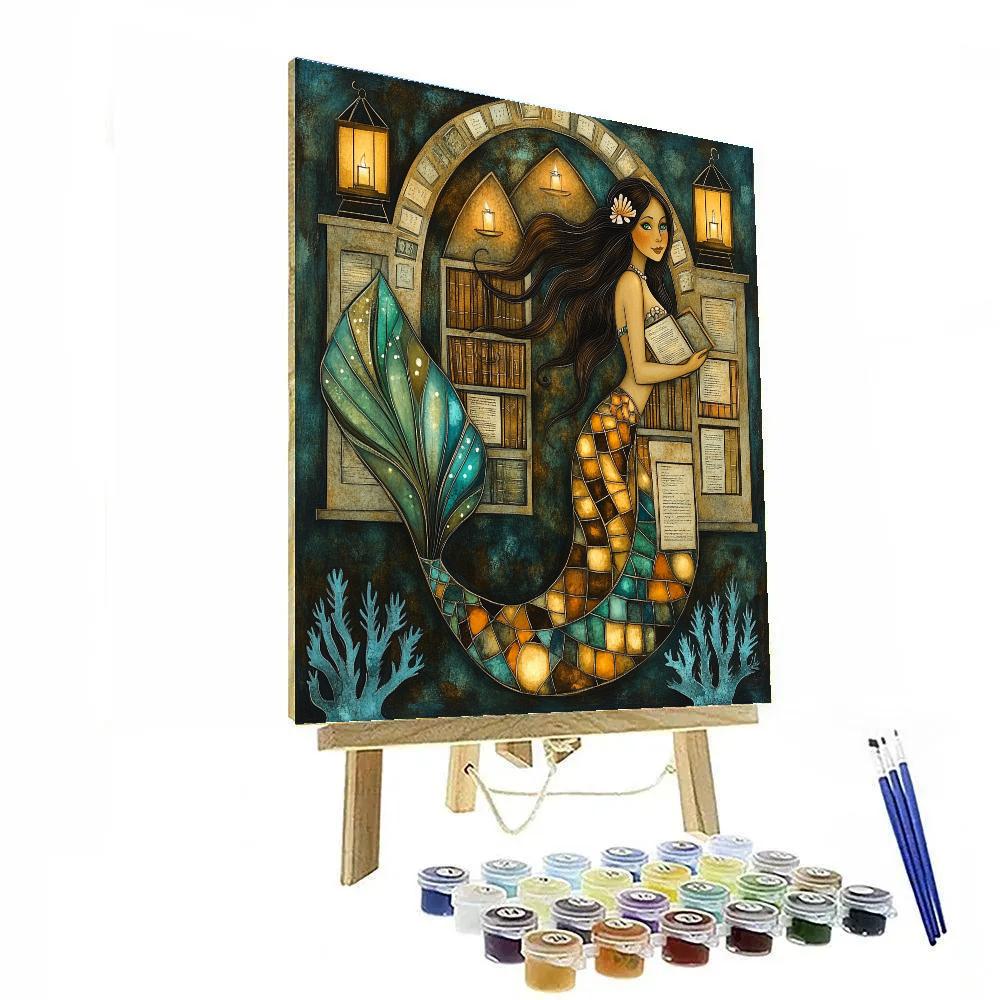 Glass Reef Librarian Mermaid Paint by numbers art
