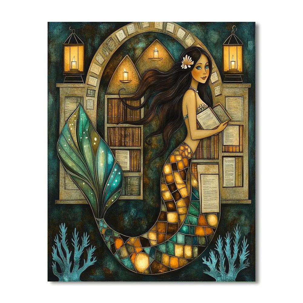 Glass Reef Librarian Mermaid Paint by numbers art