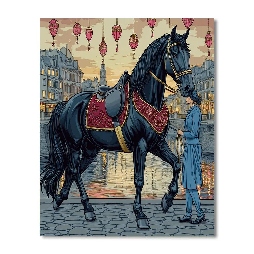 Festival Lanterns With Horse Parade paint by number