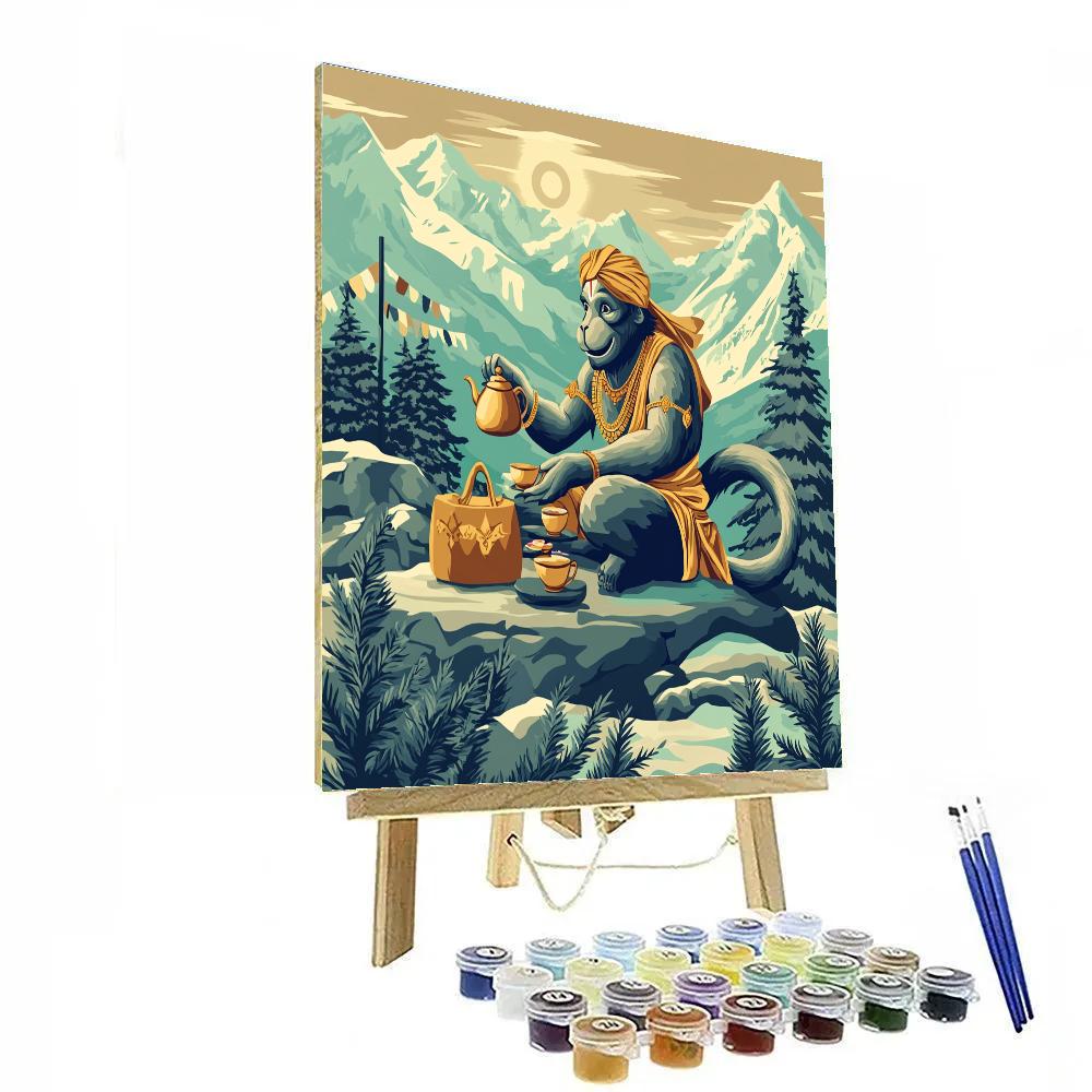 Mountain Tea Break With Hanuman paint by numbers