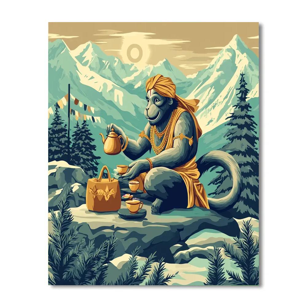 Mountain Tea Break With Hanuman paint by numbers