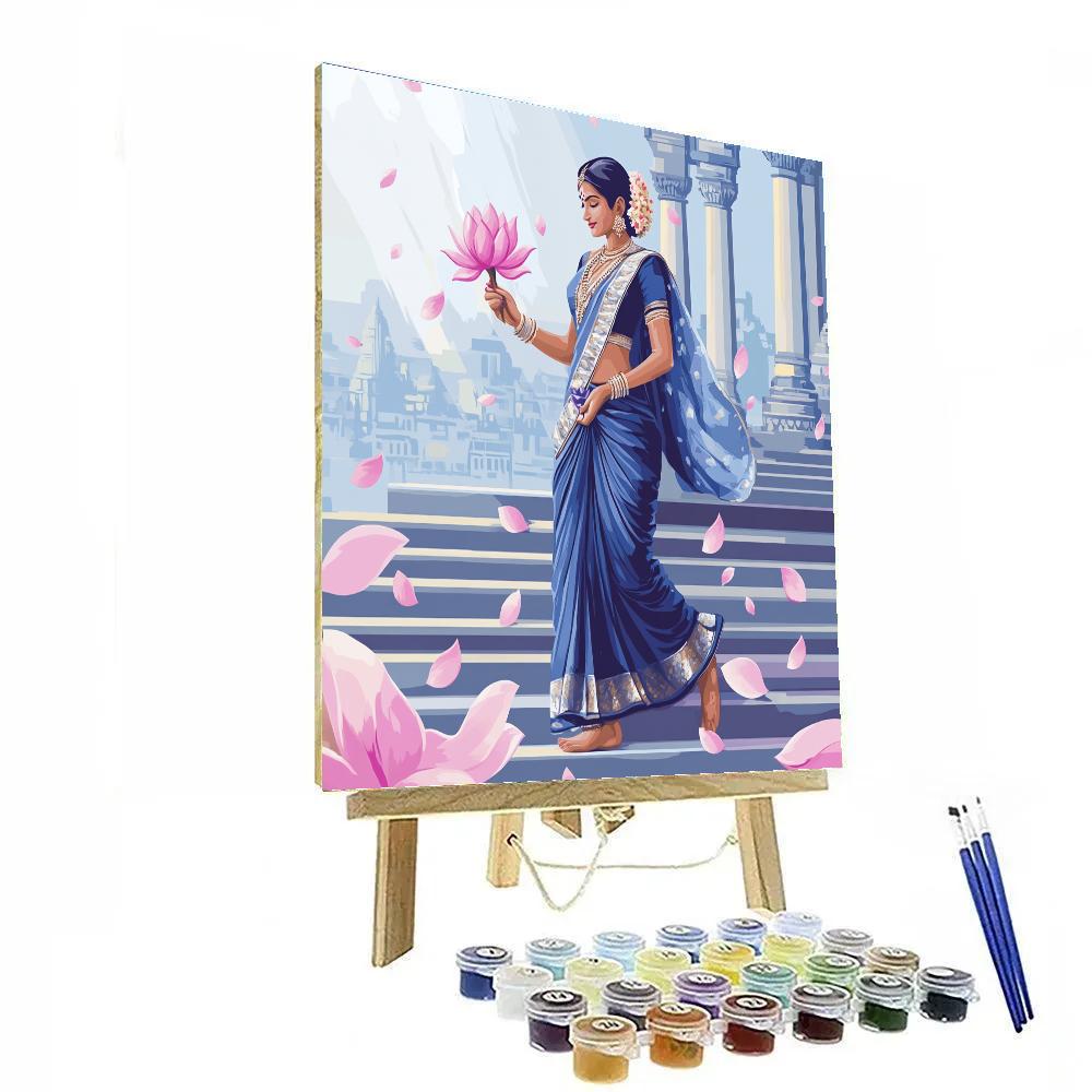 Parvati With Lotus Rain Over City Steps Paint by numbers kits