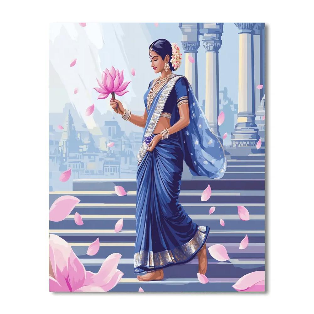 Parvati With Lotus Rain Over City Steps Paint by numbers kits