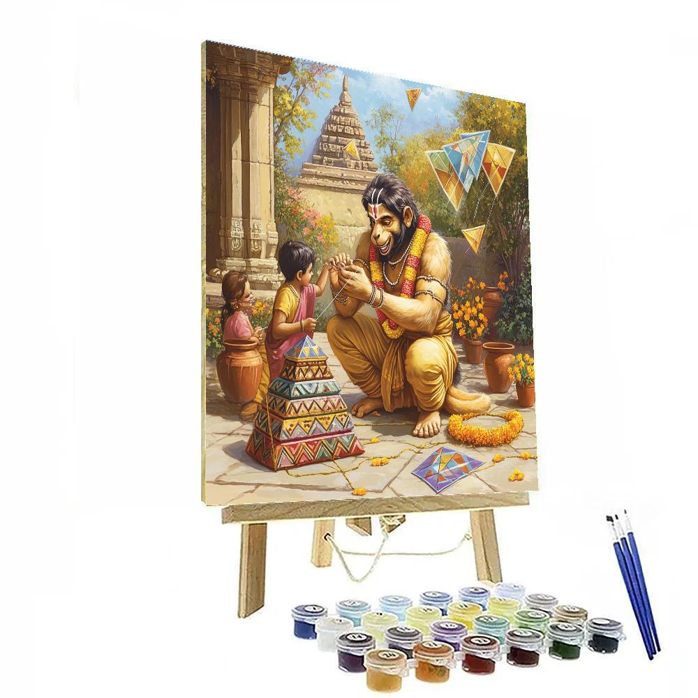 Hanuman Kite Workshop In The Courtyard Painting by numbers kit