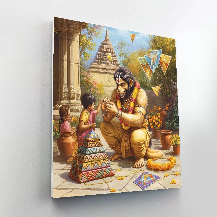 Hanuman Kite Workshop In The Courtyard Painting by numbers kit