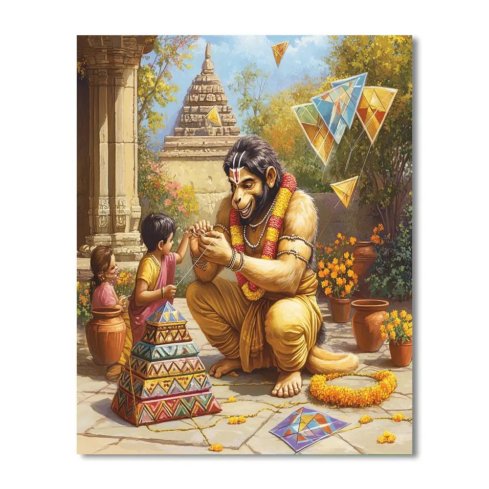 Hanuman Kite Workshop In The Courtyard Painting by numbers kit