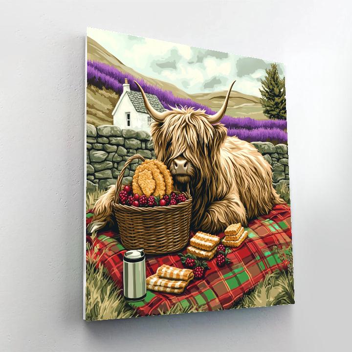 Tartan Picnic With Highland Cow DIY paint by numbers