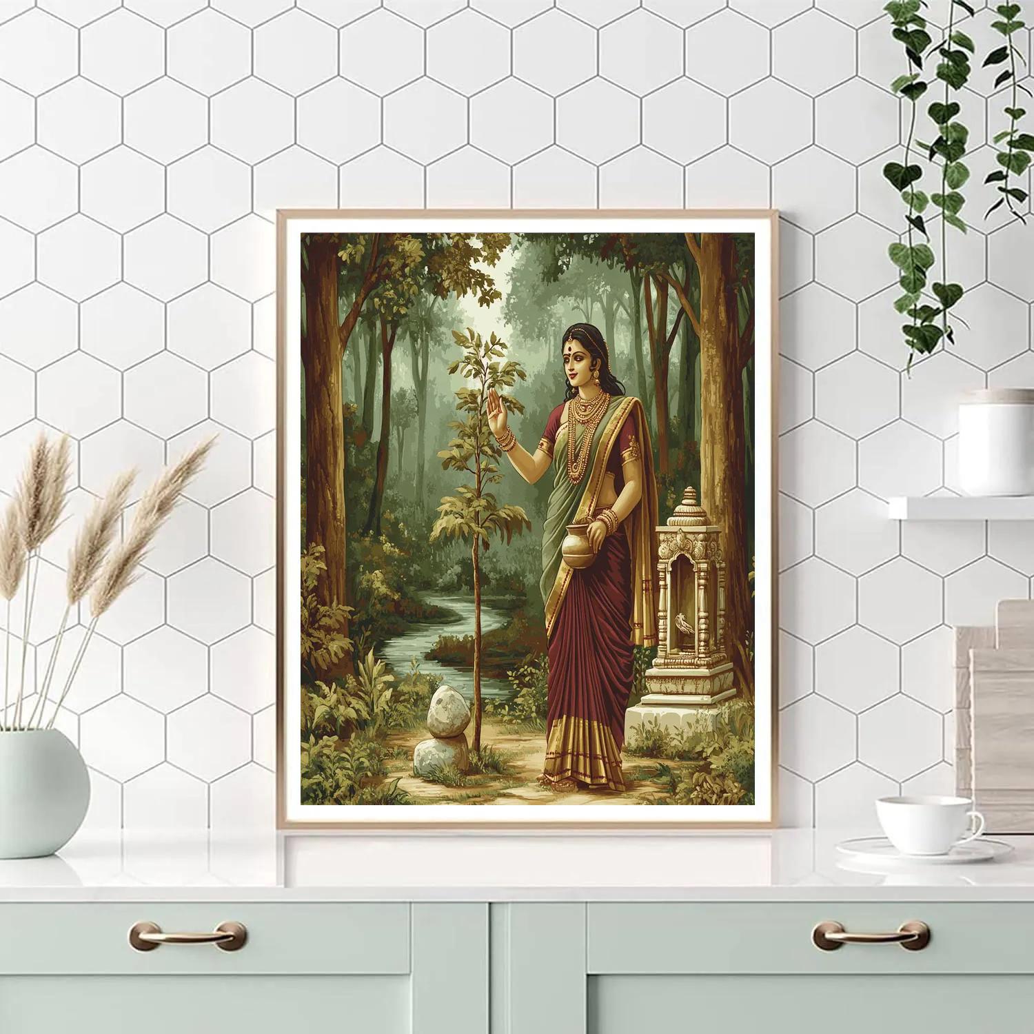 Parvati As Gentle Guardian Of The Forest Shrine DIY paint by numbers