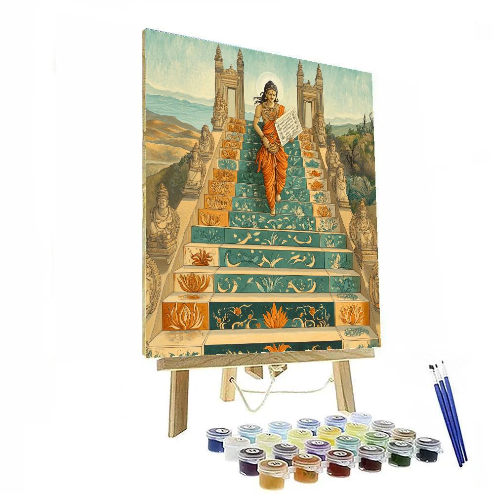 Brahma On The Stairway Of Painted Elements Number painting