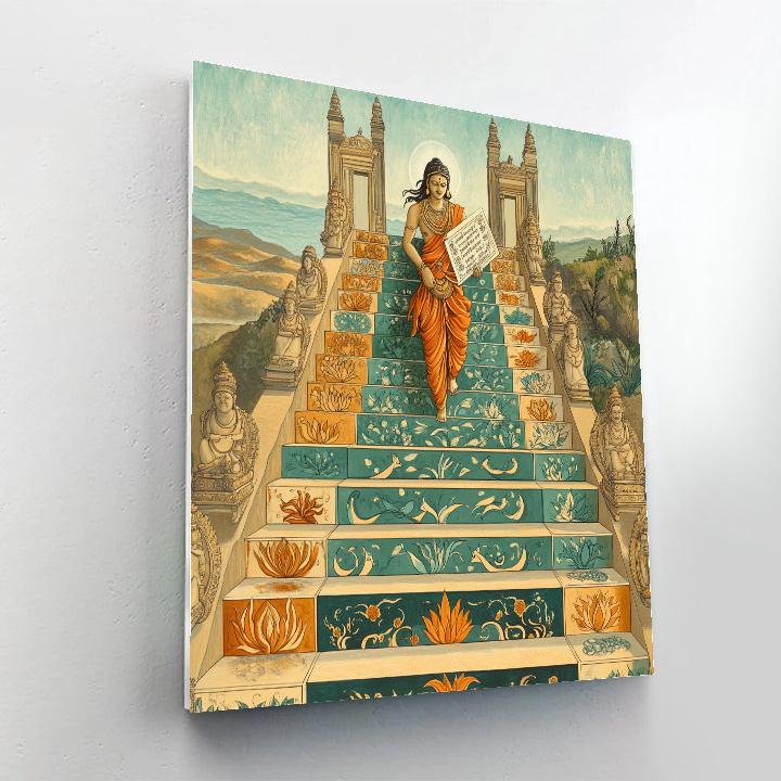 Brahma On The Stairway Of Painted Elements Number painting