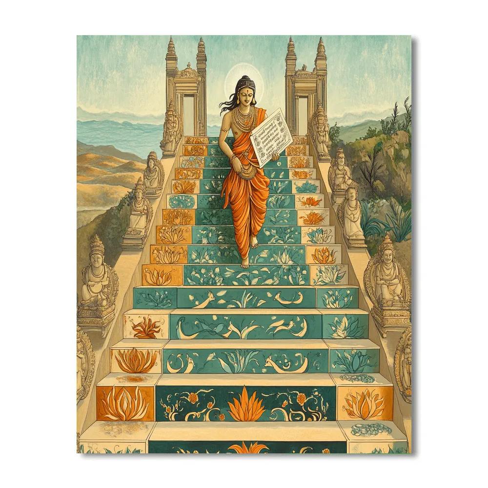 Brahma On The Stairway Of Painted Elements Number painting