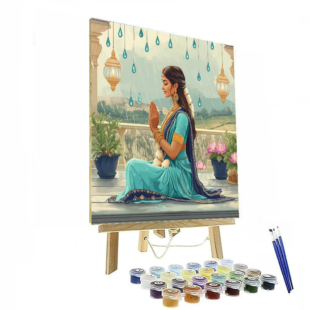 Parvati In Monsoon Terrace Prayer DIY paint by numbers