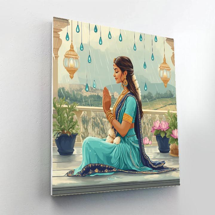Parvati In Monsoon Terrace Prayer DIY paint by numbers