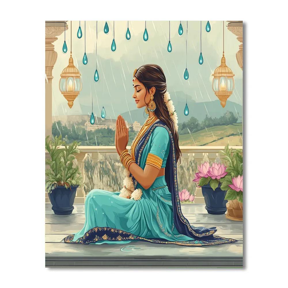 Parvati In Monsoon Terrace Prayer DIY paint by numbers