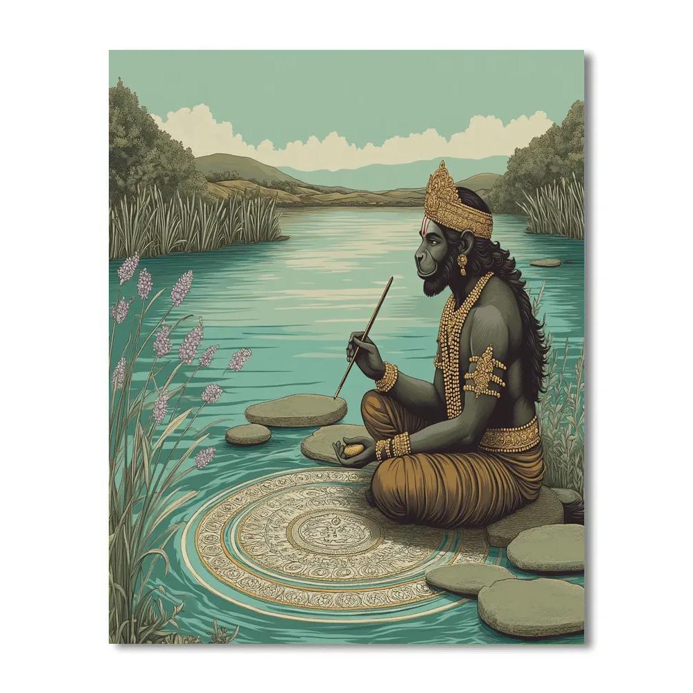 Hanuman Riverstone Calligraphy Lesson Paint by numbers kits