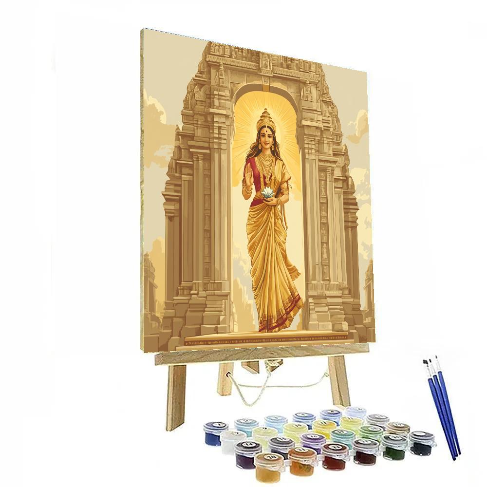 Parvati Crowned In Dawn Temple Gateway painting number kit