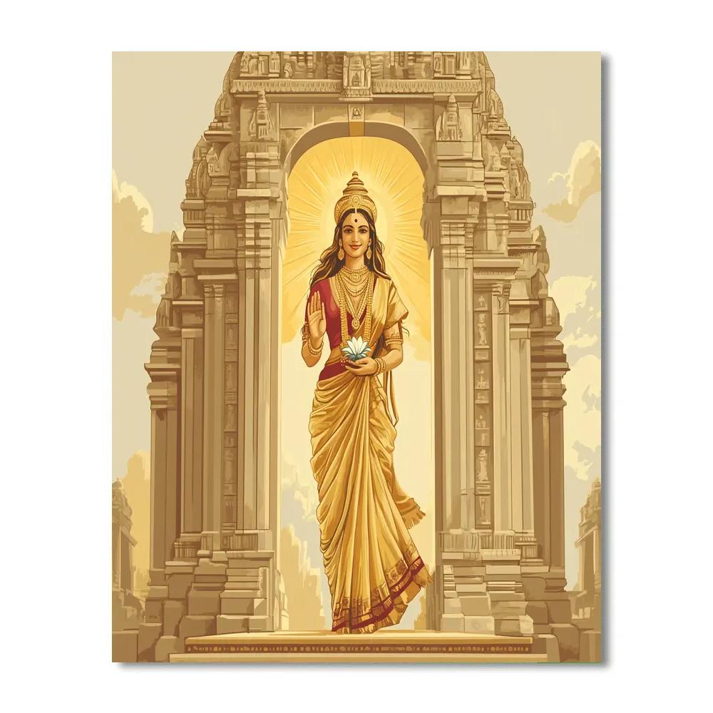 Parvati Crowned In Dawn Temple Gateway painting number kit