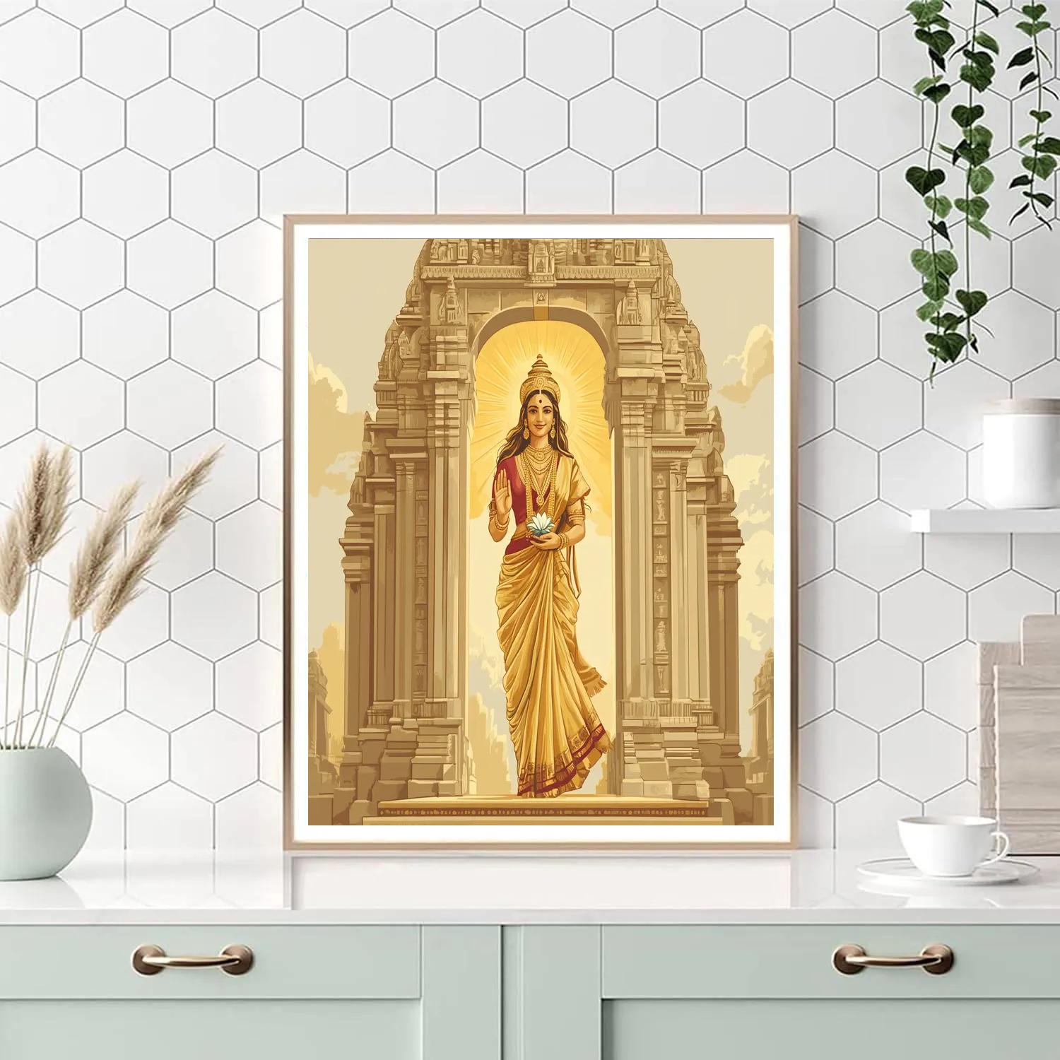 Parvati Crowned In Dawn Temple Gateway painting number kit